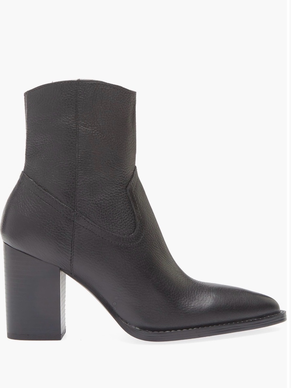 Mango Black Pointed-Toe Leather Ankle Booties
